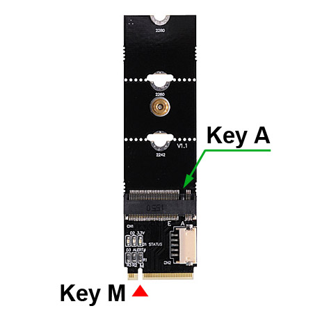 M2E (M.2 Key A Wireless Card to M.2 Key M Adapter)